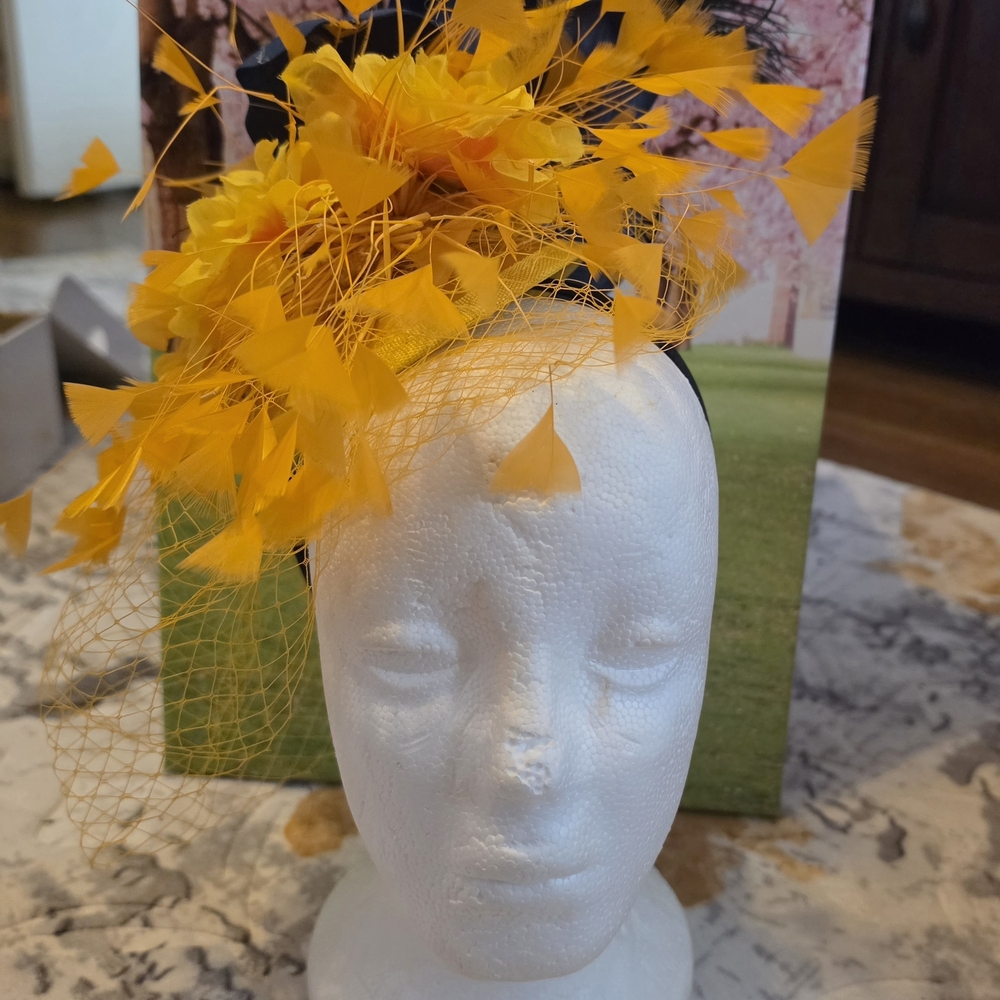 Yellow Feather Fascinator Headband